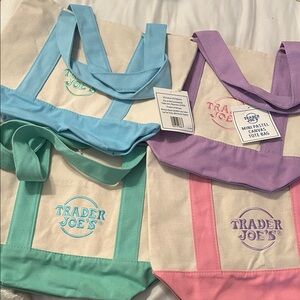 Trader Joe's Mini Pastel Canvas Tote Bags